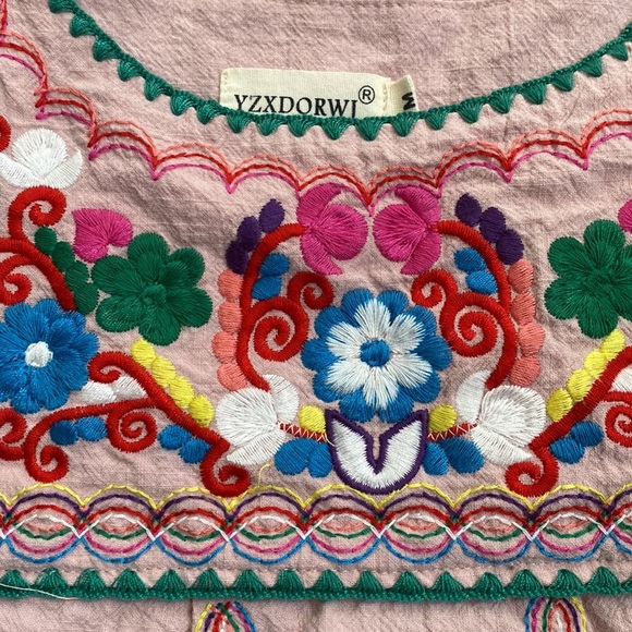 Vintage  Yzxdorwj bohemian embroidered floral cotton top ✨size m - Picture 3 of 7